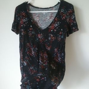 Mudd Dark Blue Floral Tee